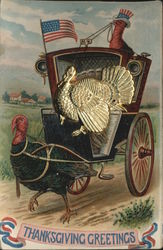 Thanksgiving Greetings Metal Attached Turkey Postcard