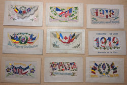 Lot of 9: WWI 1918 1918 Patriotic Embroidered Silk Postcards World War I Postcard Postcard Postcard