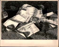 Discarded California Driver's License, Auto Value Bottle, and Receipts Original Photograph