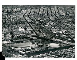 Aerial View of Los Angeles Coliseum and Sports Arena California Original Photograph Original Photograph Original Photograph