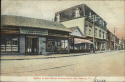 Section of Main Street showing Music Hall Pascoag, RI Postcard Postcard Postcard