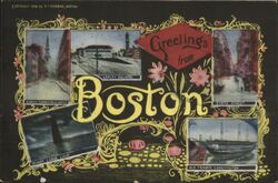 Greetings from Boston - various scenes Postcard