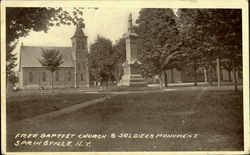 Free Baptist Church & Soldier'S Monument Springville, NY Postcard Postcard