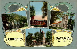 Churches Batavia, NY Postcard Postcard