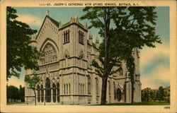 111:- St. Joseph's Cathedral with Spires Removed Postcard