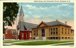 Public Library And Universalist Church Postcard