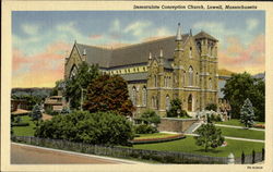 Immaculate Conception Church Lowell, MA Postcard Postcard