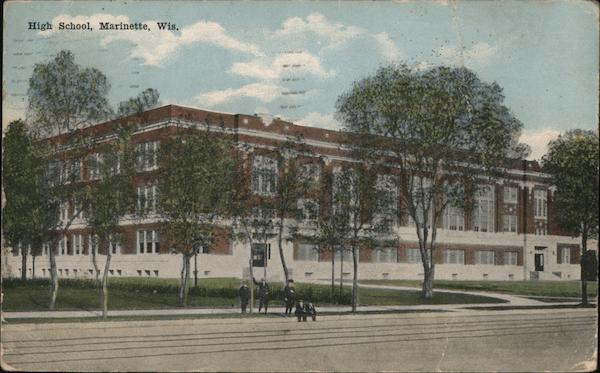 High School Marinette, WI Postcard