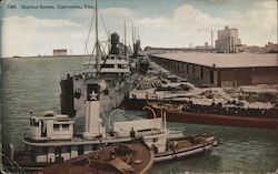 Harbor Scene Galveston, TX Postcard Postcard Postcard