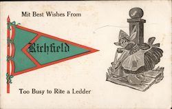 Mit Best Wishes From Richfield, Too Busy To Rite a Ledder Pennsylvania Postcard Postcard Postcard