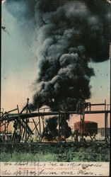 Burning Oil Tank Postcard