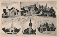 Churches of Dodge City Kansas Postcard