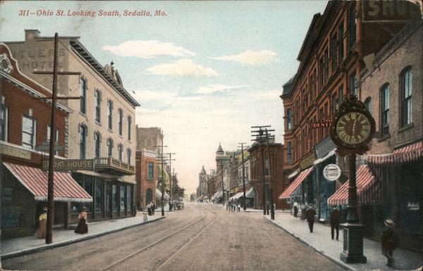 Ohio Street Looking South Sedalia, MO Postcard