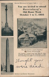 Monuments - Old Home Week 1905 Postcard