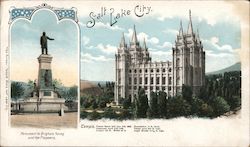 Monument to Brigham Young & Pioneers, Mormon Temple Postcard