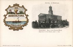 Capitol At Nashville, Area, 42,050 Square Miles, Admitted To The Union June 1, 1796 Postcard