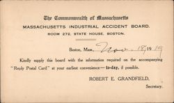 Massachusetts Industrial Accident Board Boston, MA Postcard Postcard Postcard