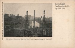 Ellis Street from Larkin, Showing High Buildings in Distance - Fire of 1906 San Francisco, CA Postcard Postcard Postcard