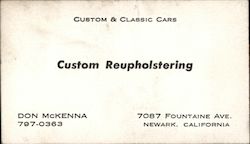 Custom Reupholstering Custom & Classic Cars Business Card