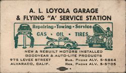 A. L. Loyola Garage & Flying "A" Service Station Business Card