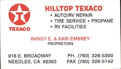 Hilltop Texaco Business Card