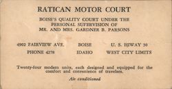 Ratican Motor Court Boise, ID Business Card Business Card Business Card