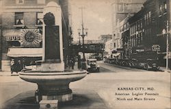 American Legion Fountain Ninth and Main Streets Postcard