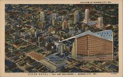 Air View of Kansas City - Dixon Hotel Postcard