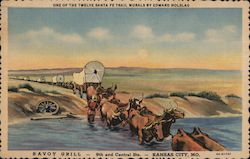 One of the Twelve Santa Fe Trail Murals by Edward Holslag - Savoy Grill Postcard