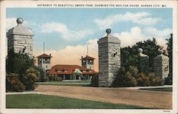 Entrance to Swope Park, Showing the Shelter House Kansas City, MO Postcard Postcard Postcard