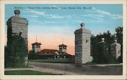 Entrance to Swope Park Showing Shelter House Kansas City, MO Postcard Postcard Postcard