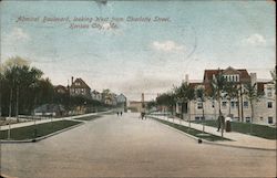 Admiral Boulevard, looking West from Charlotte Street Kansas City, MO Postcard Postcard Postcard