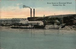 River Scene at Municipal Wharf Kansas City, MO Postcard Postcard Postcard