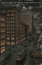 Walnut Street North from 12th Street by Night Postcard