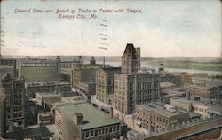 General View and Board of Trade in Center with Steeple Kansas City, MO Postcard Postcard Postcard