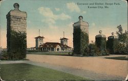 Entrance and Shelter, Swope Park Postcard