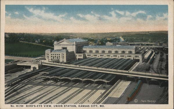 Bird's Eye View, Union Station Kansas City, MO Postcard