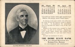 Oliver Wendell Holmes The Home State Bank 1911 Calendar Postcard