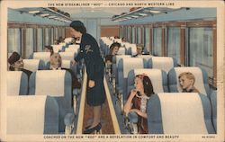 Interior of the new Steamliner “400” — Chicago and North Western Line Postcard