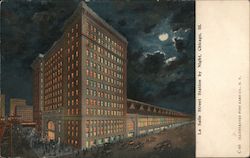 La Salle Street Station by Night Chicago, IL Postcard Postcard Postcard