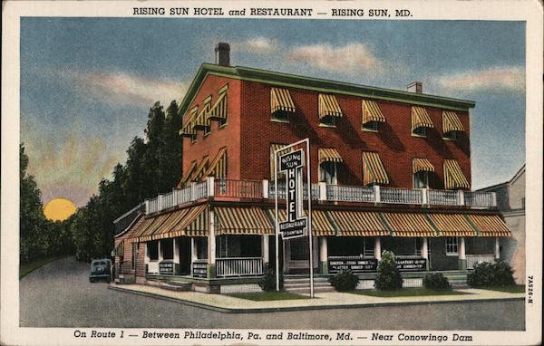 Rising Sun Hotel and Restaurant Maryland Postcard