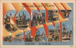 Greetings from Coney Island - Amusement Park Postcard