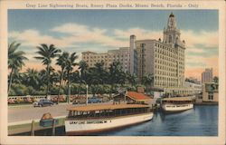 Gray Line Sightseeing Boats, Roney Plaza Docks Miami Beach, FL Postcard Postcard Postcard