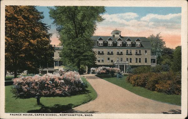 Faunce House, Capen School Northampton, MA Postcard