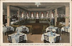 Main Dining Room and Dance Floor, Atlantic City Casino New Jersey Postcard Postcard Postcard