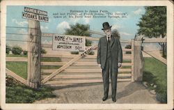 Frank James at Entrance to James Farm Excelsior Springs, MO Postcard Postcard Postcard