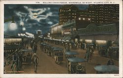 Rolling Chair Parade Boardwalk By Night Postcard