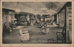 Library, The Biltmore Hotel Postcard