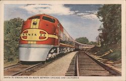 Santa Fe Streamliner En Route Between Chicago and California Locomotives Postcard Postcard Postcard