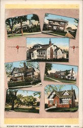 Scenes of the Residence Section of Grand Island Postcard